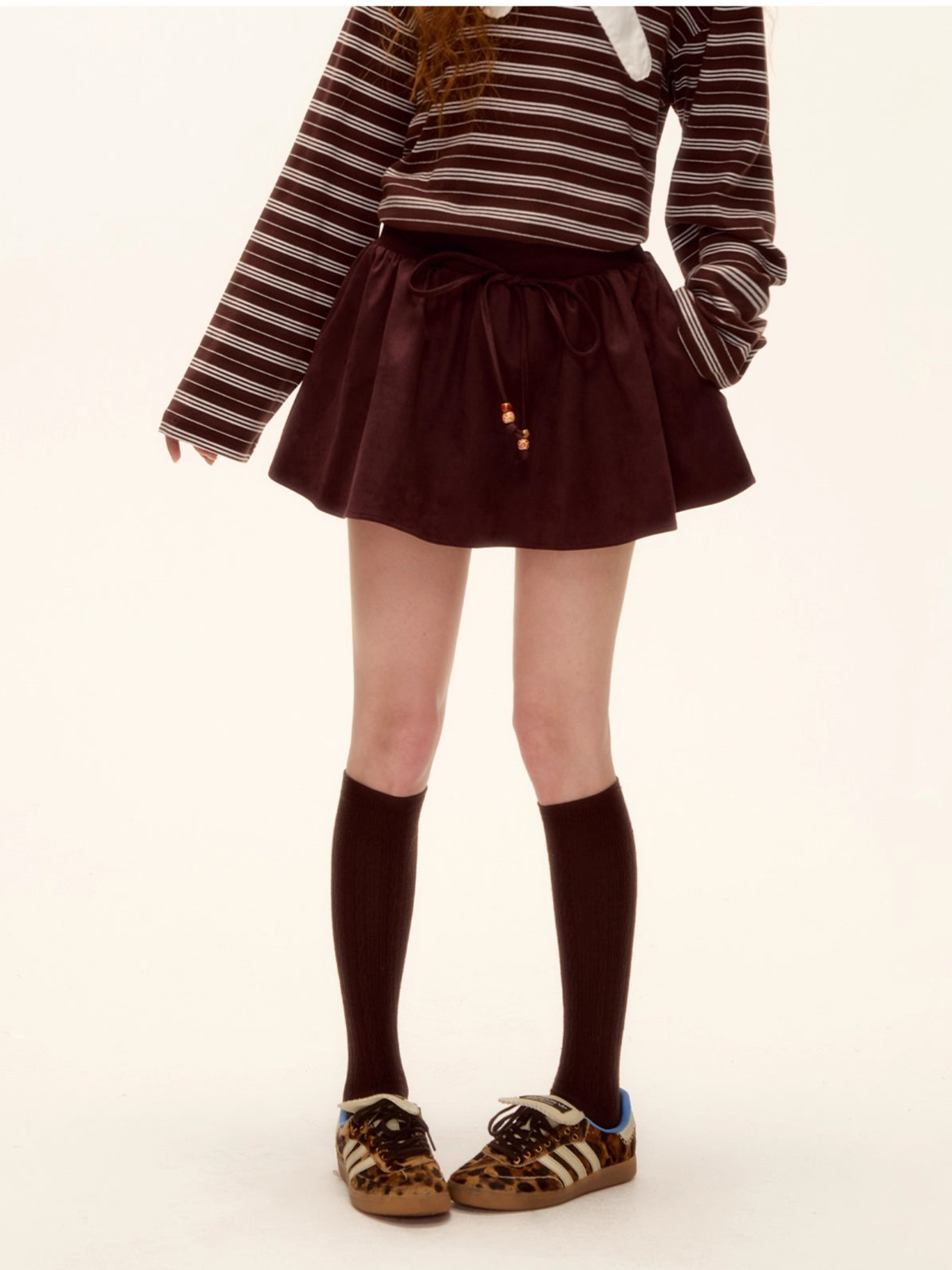 Beaded Suede Puff Mini Skirt