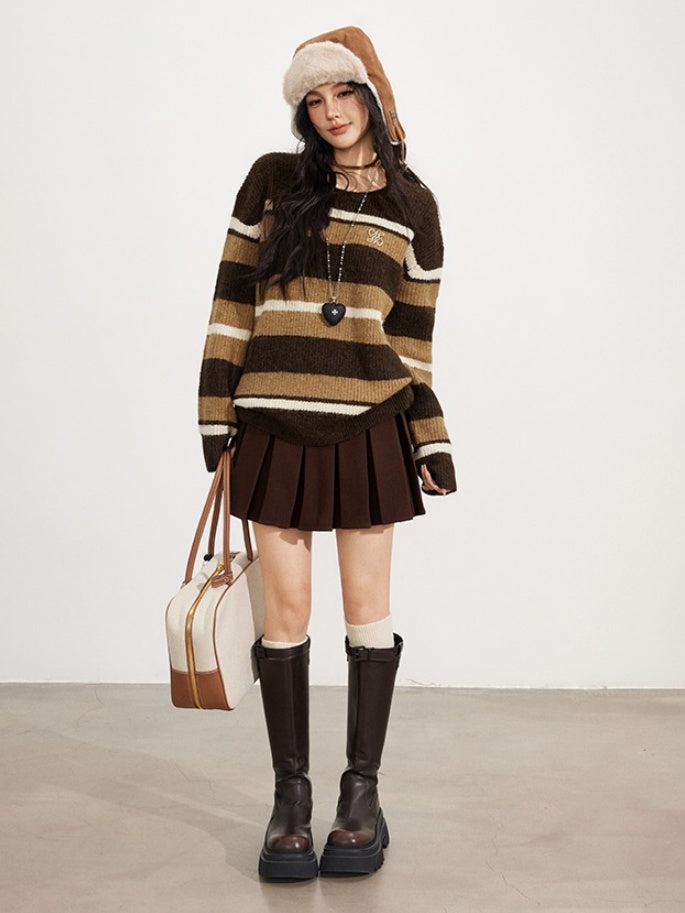 Retro Striped Wool-Blend Crewneck - CHINASQUAD