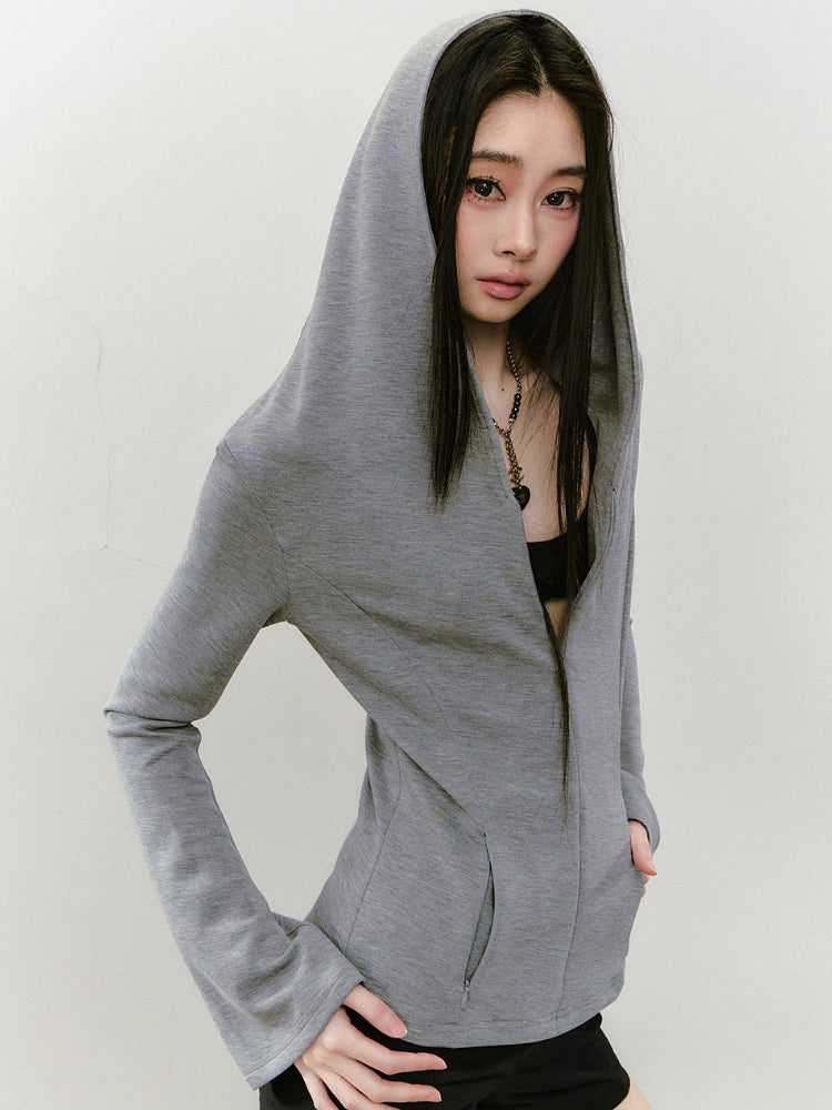 Flared Sleeve Waist-cinched Hooded Jacket - CHINASQUAD
