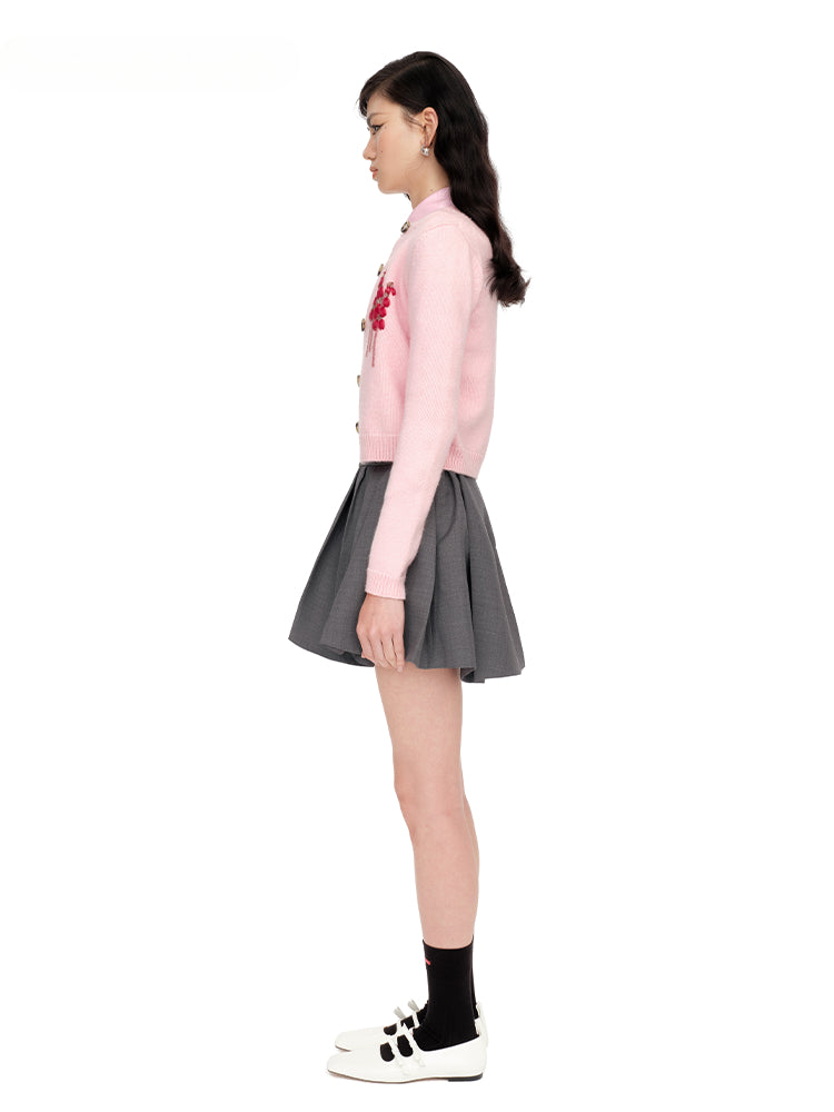 Sweet Floral Embroidered Knit Cardigan - CHINASQUAD