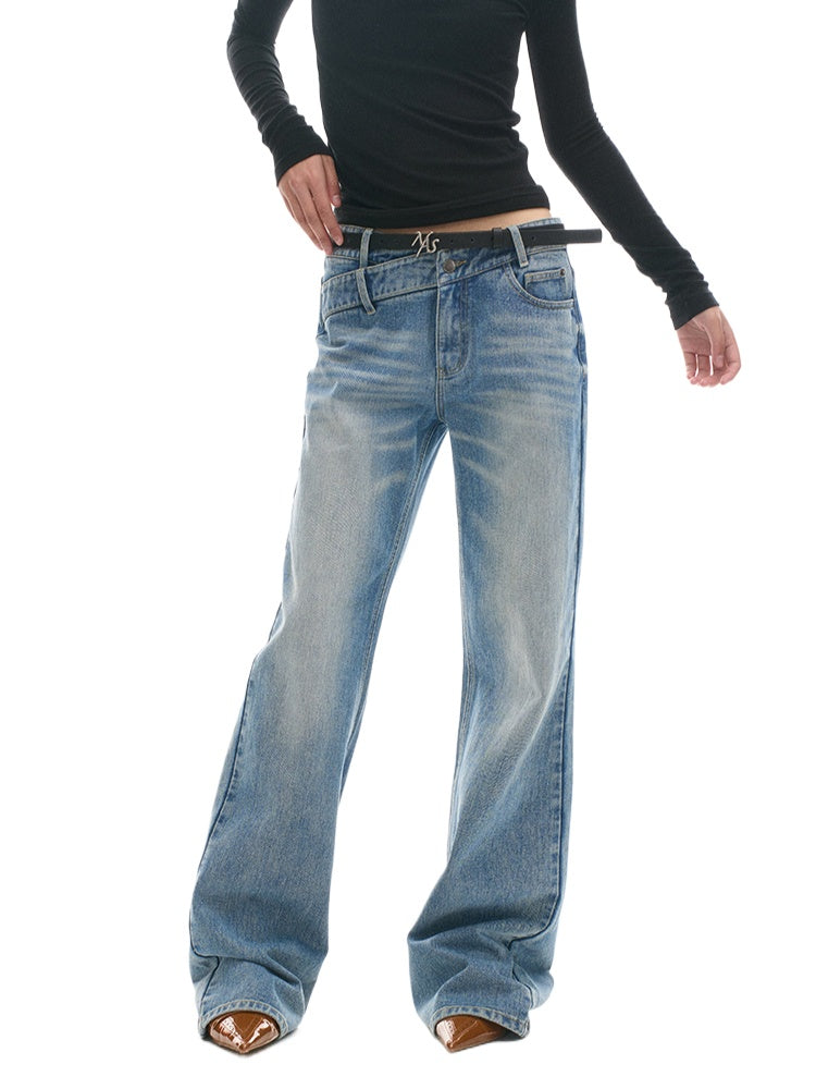 Relaxed-Fit High-Waisted V-Jeans - CHINASQUAD