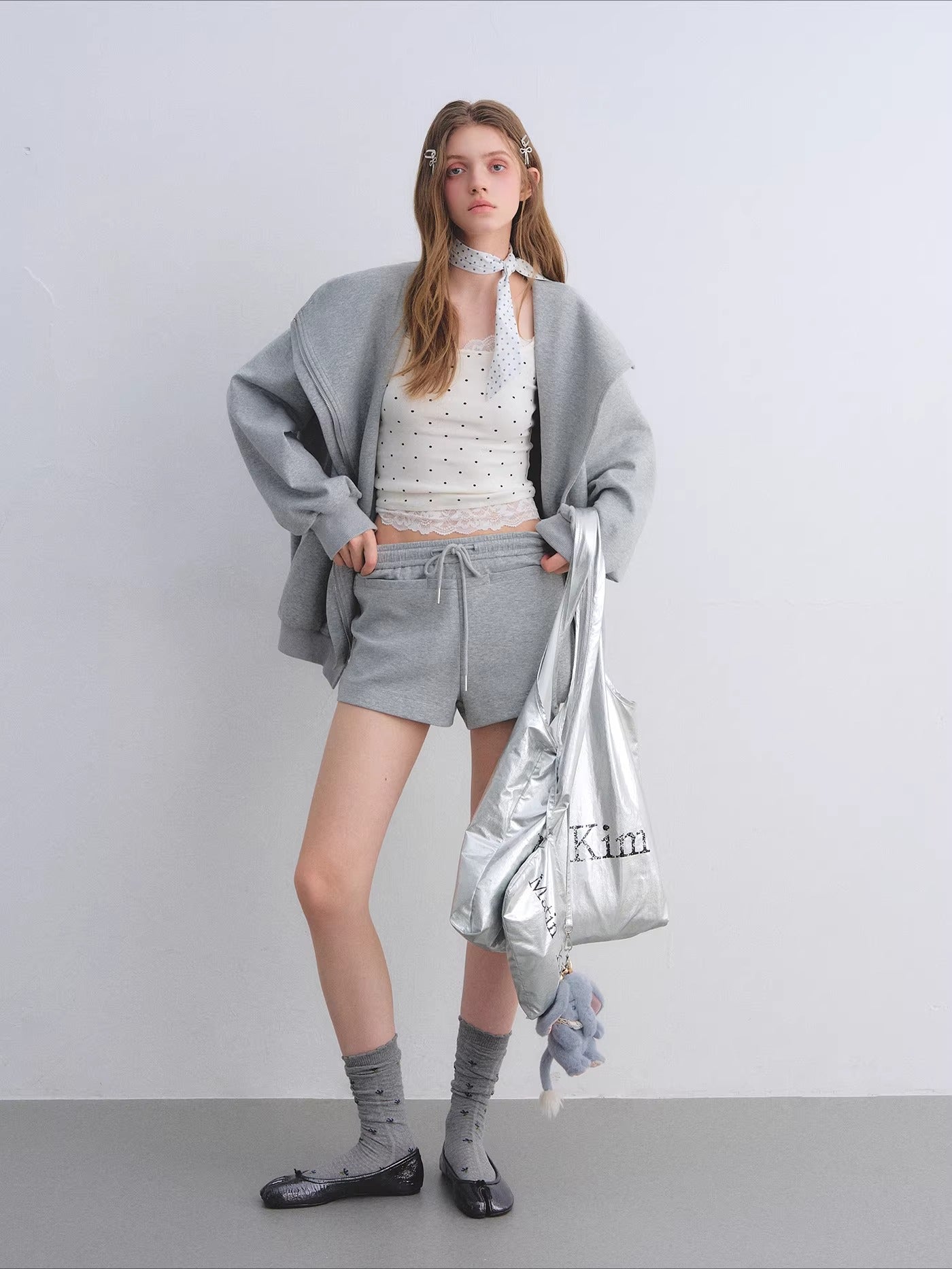 Lace Panel Polka Dot Cami Top