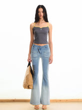 Gradient Mid-waist Washed Flared Pants - CHINASQUAD
