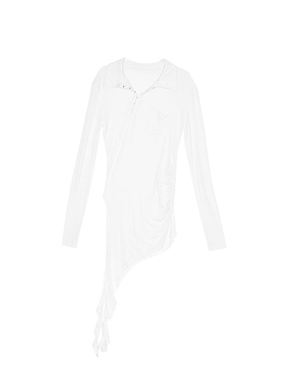 Asymmetrical Hook-Closure Polo Shirt - CHINASQUAD