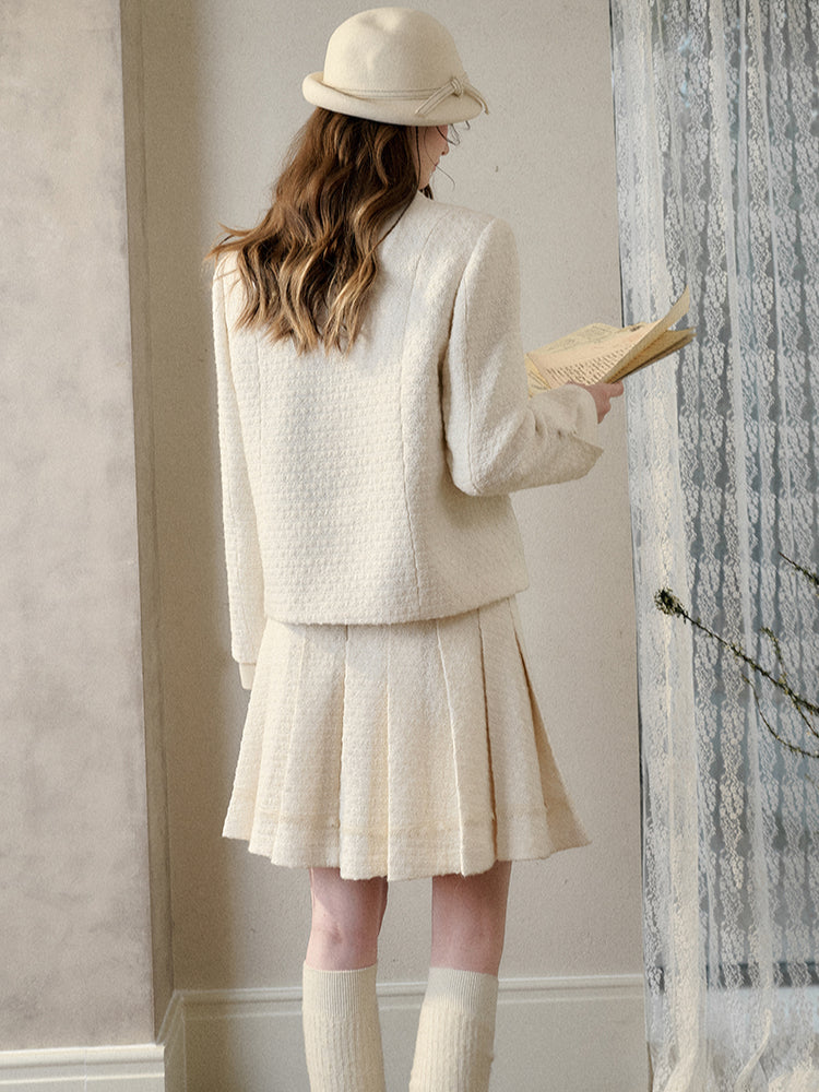 Galaxy Classic Wool Pleated Skirt Set - CHINASQUAD