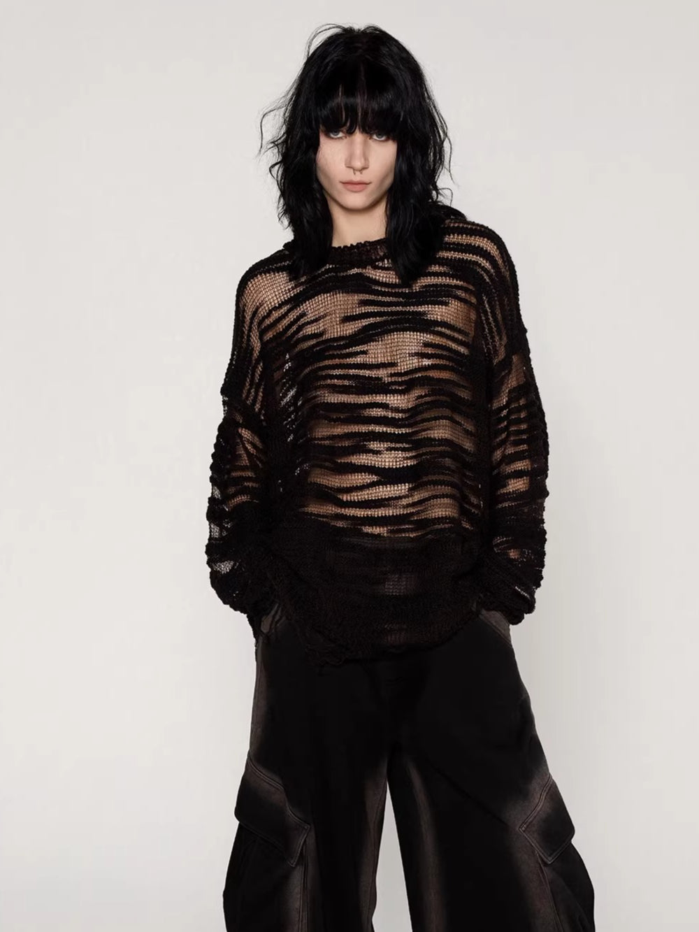 Textured Slub Wool Knit Sweater