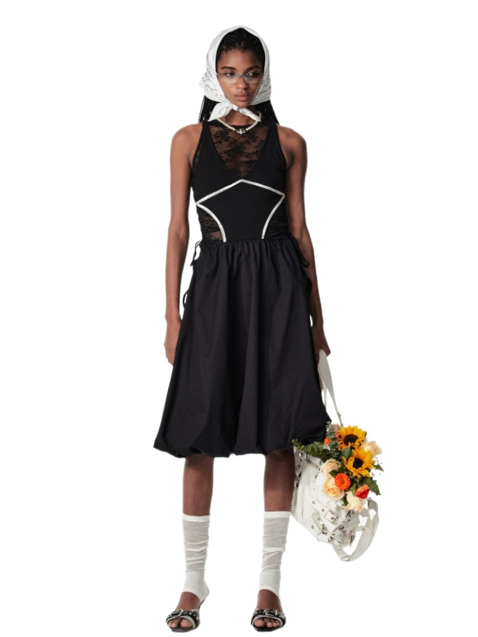 Contrast Backless Midi Dress - CHINASQUAD