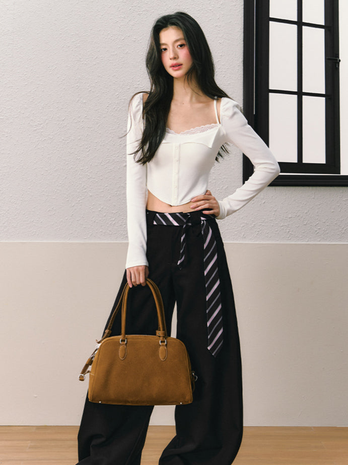 Black Wide-Leg Pants - CHINASQUAD