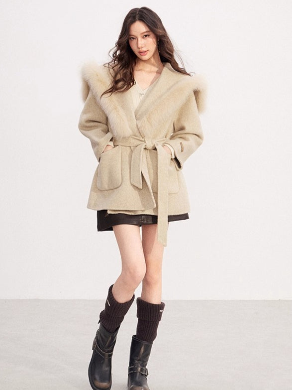 Oversized Wool-Blend Wide-Collar Coat