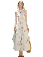 Halter Neck Printed Square Scarf Long Dress - CHINASQUAD