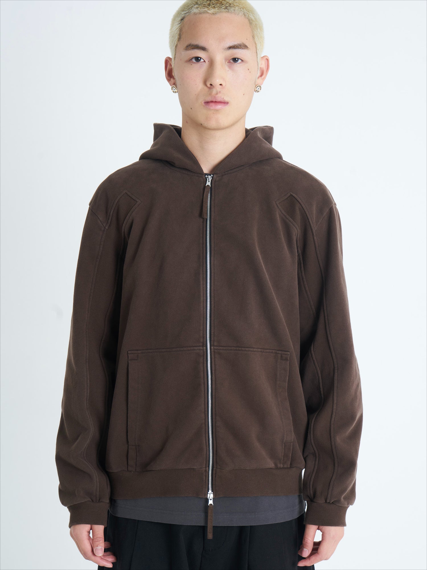 Deep Brown & Grey-Green Patchwork Sweatshirt - CHINASQUAD