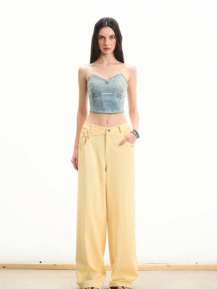Pearl Rhinestone Slimming Casual Pants - CHINASQUAD