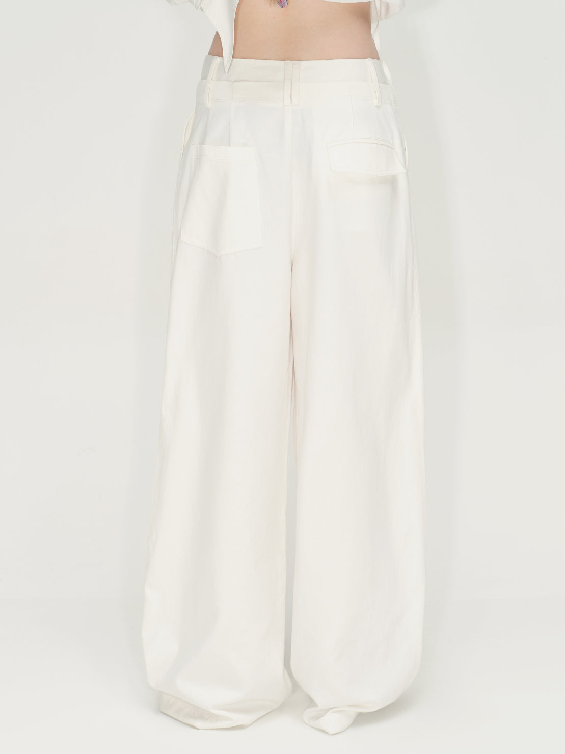 White Lyocell Wide-Leg Pants - CHINASQUAD