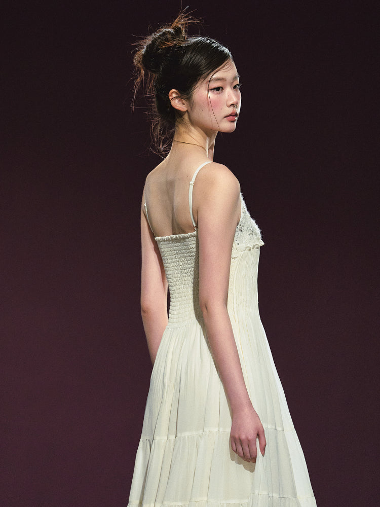 Embroidered V-Neck Slip Dress - CHINASQUAD