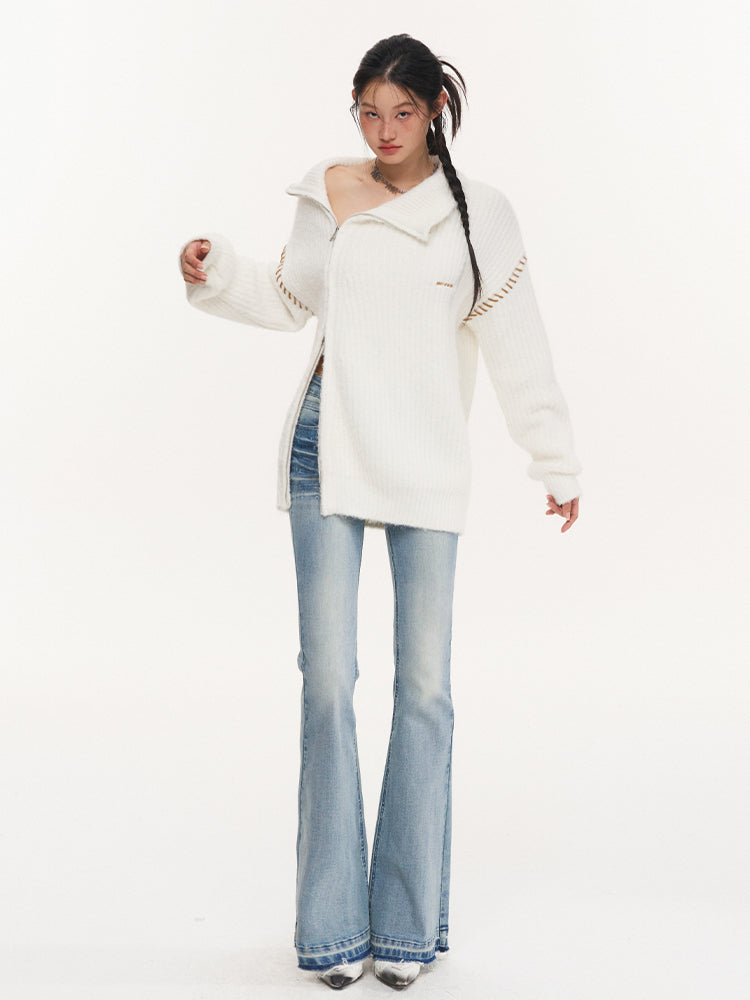 Washed Stretch Slim Flare Jeans - CHINASQUAD