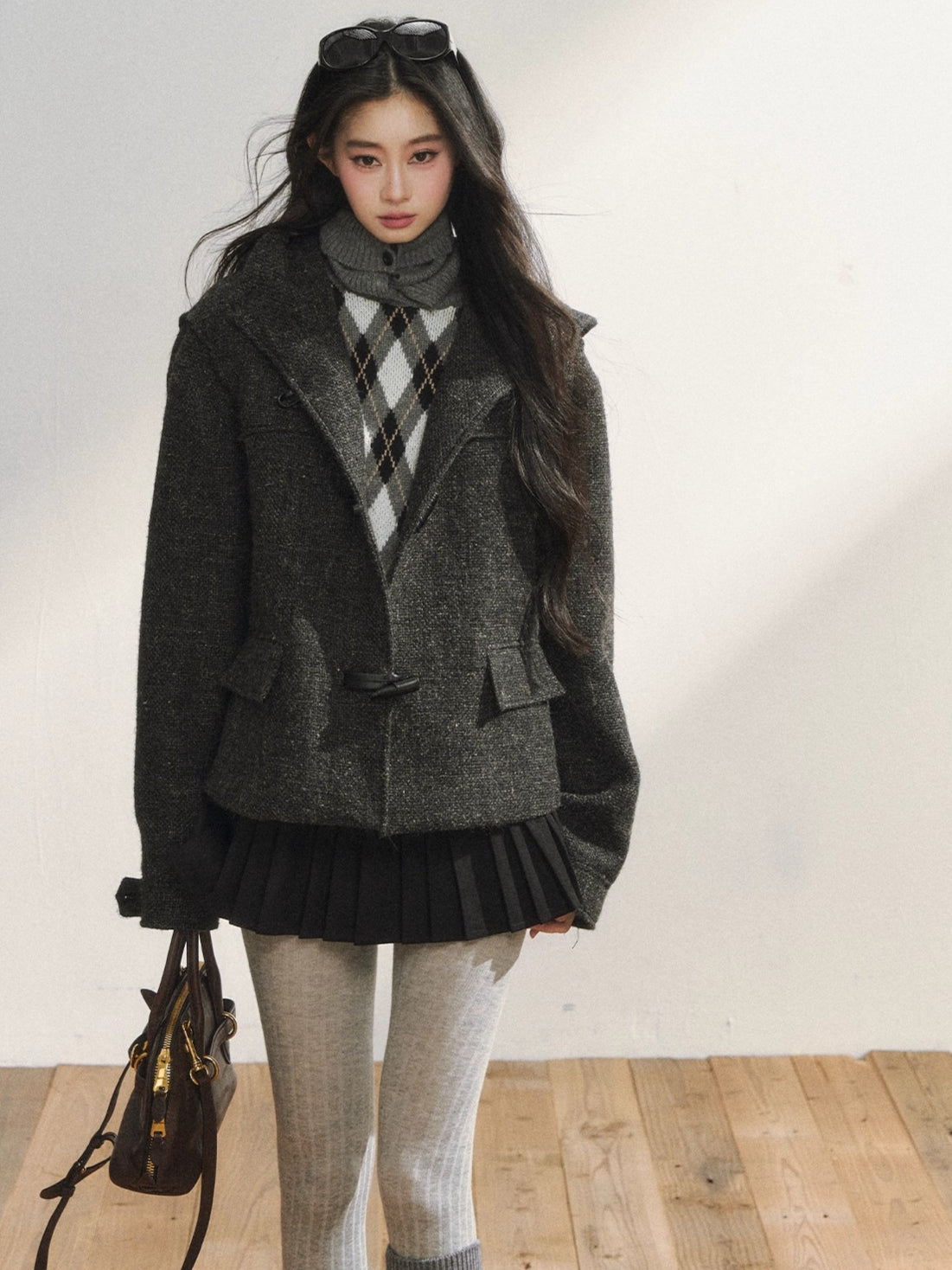 Two-Tone Wool Duffle Jacket