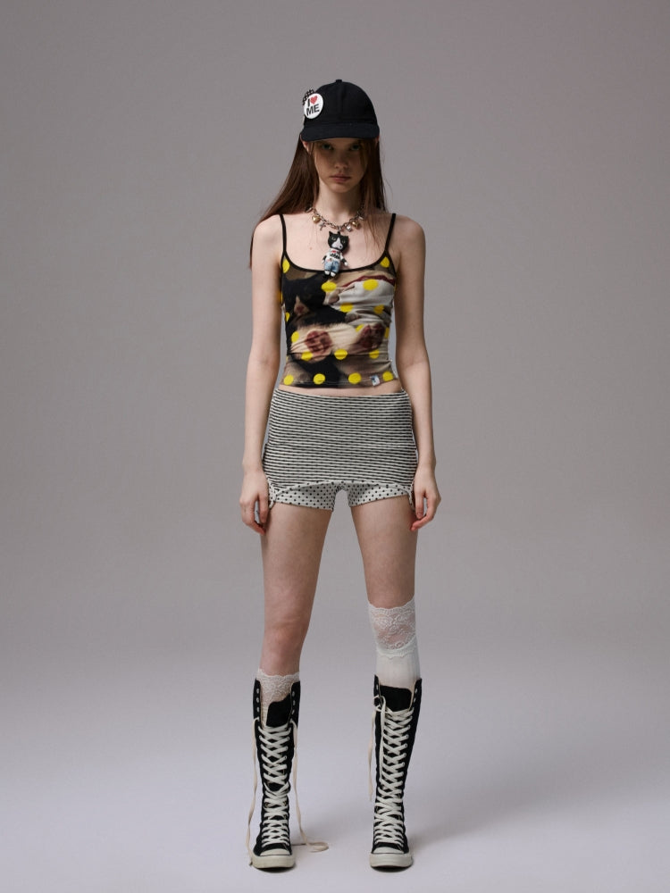 Polka Dot Cat Dog Color-Blocking Camisole - CHINASQUAD