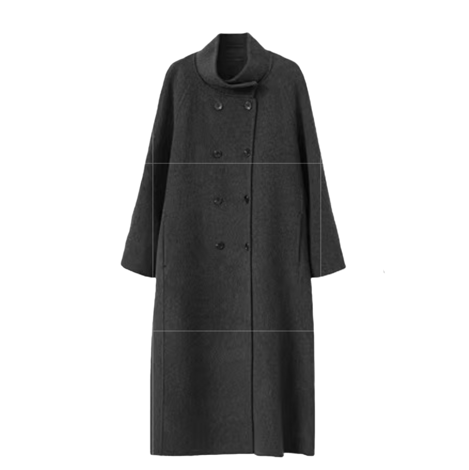 Stand-Collar Long Wool Coat