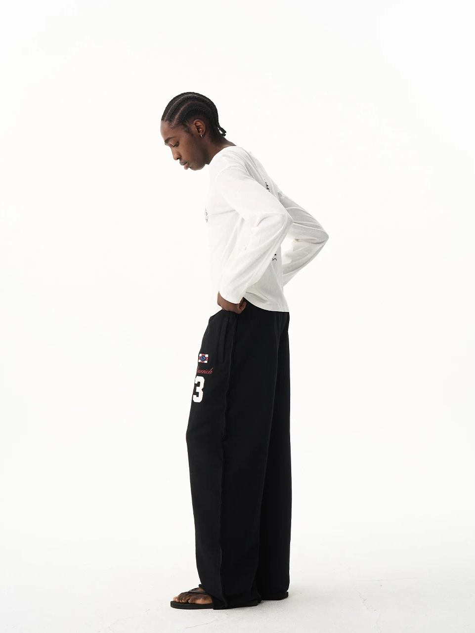 Multi-Color Embroidered Raw-Edge Sweatpants