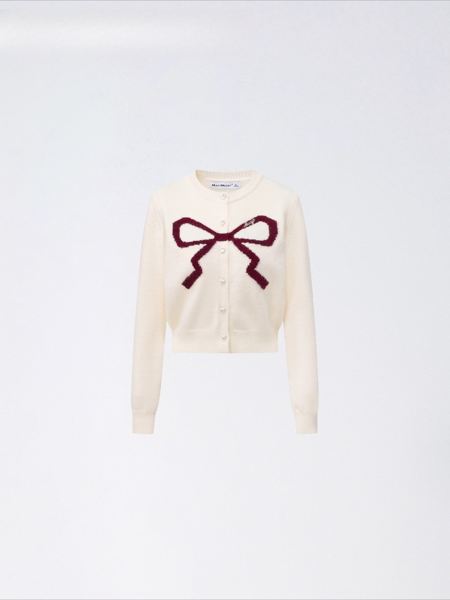 Bow Detail Cropped Knit Cardigan