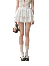 Flower Embroidered Lace Waist Skirt - CHINASQUAD