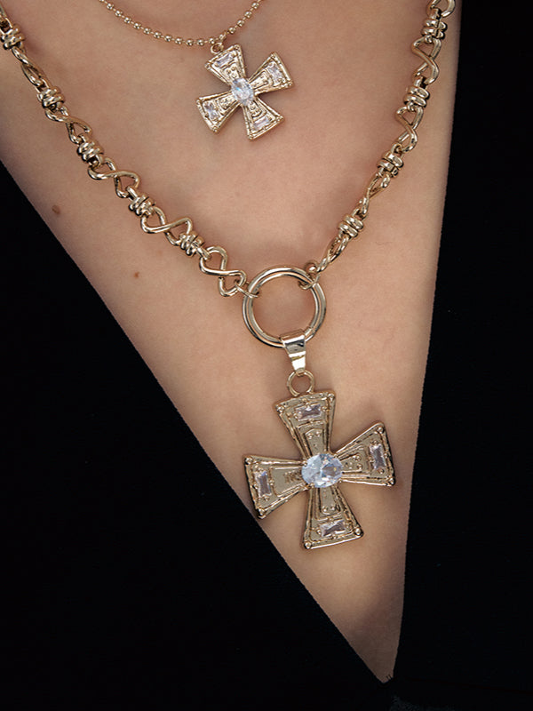Layered Cross Pendant Necklace - CHINASQUAD