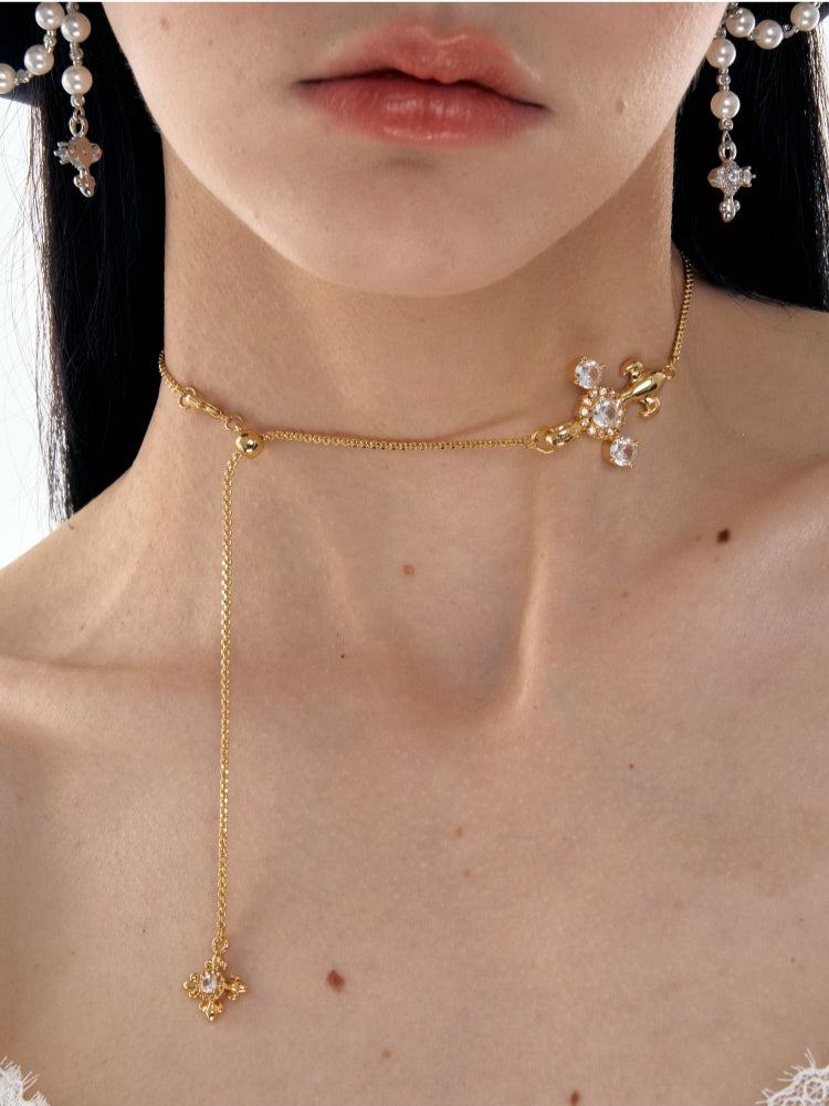 Iris Rhinestone Drawstring Necklace - CHINASQUAD