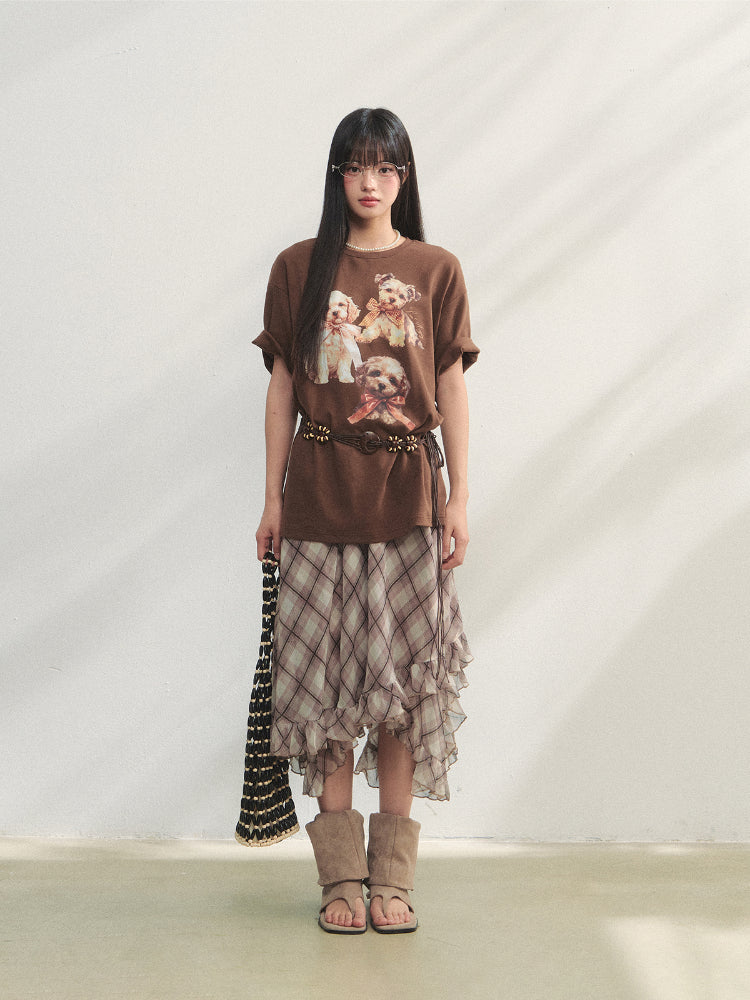 Irregular Ruffle  Top & Midi Skirt Set - CHINASQUAD