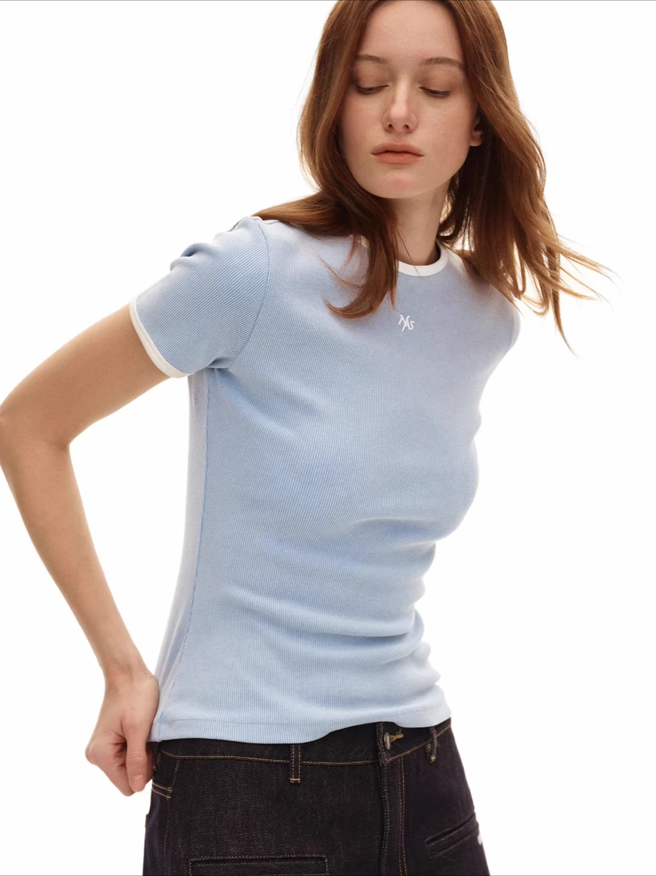 Contrast Trim Heavyweight Fitted T-Shirt