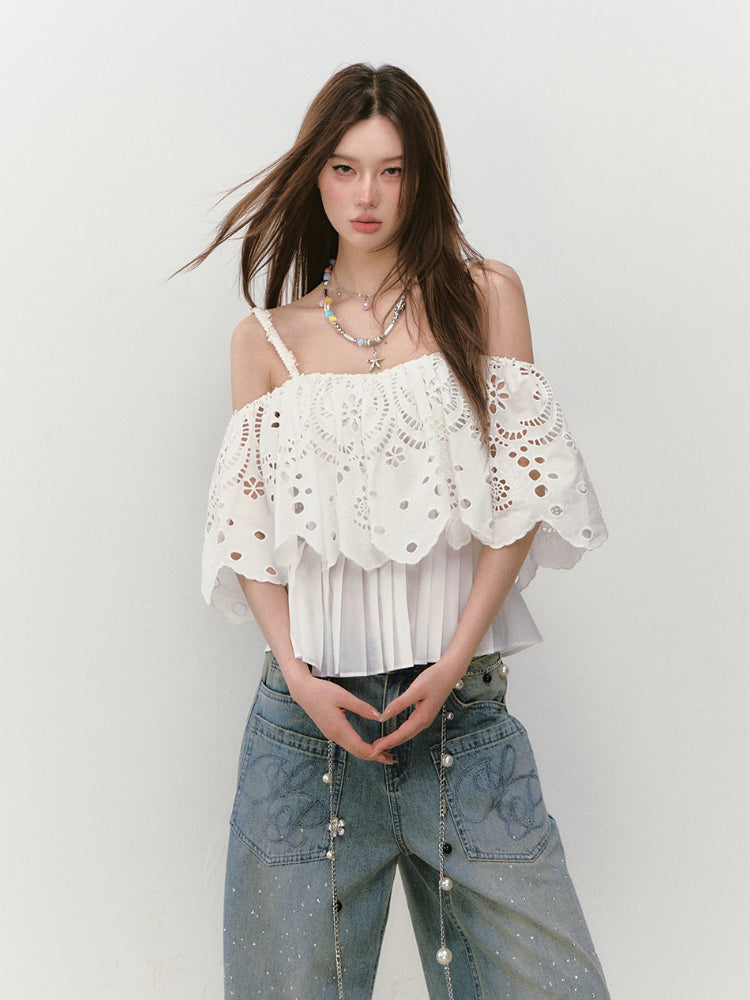 3D Hollow Embroidered Sleeveless T-shirt - CHINASQUAD