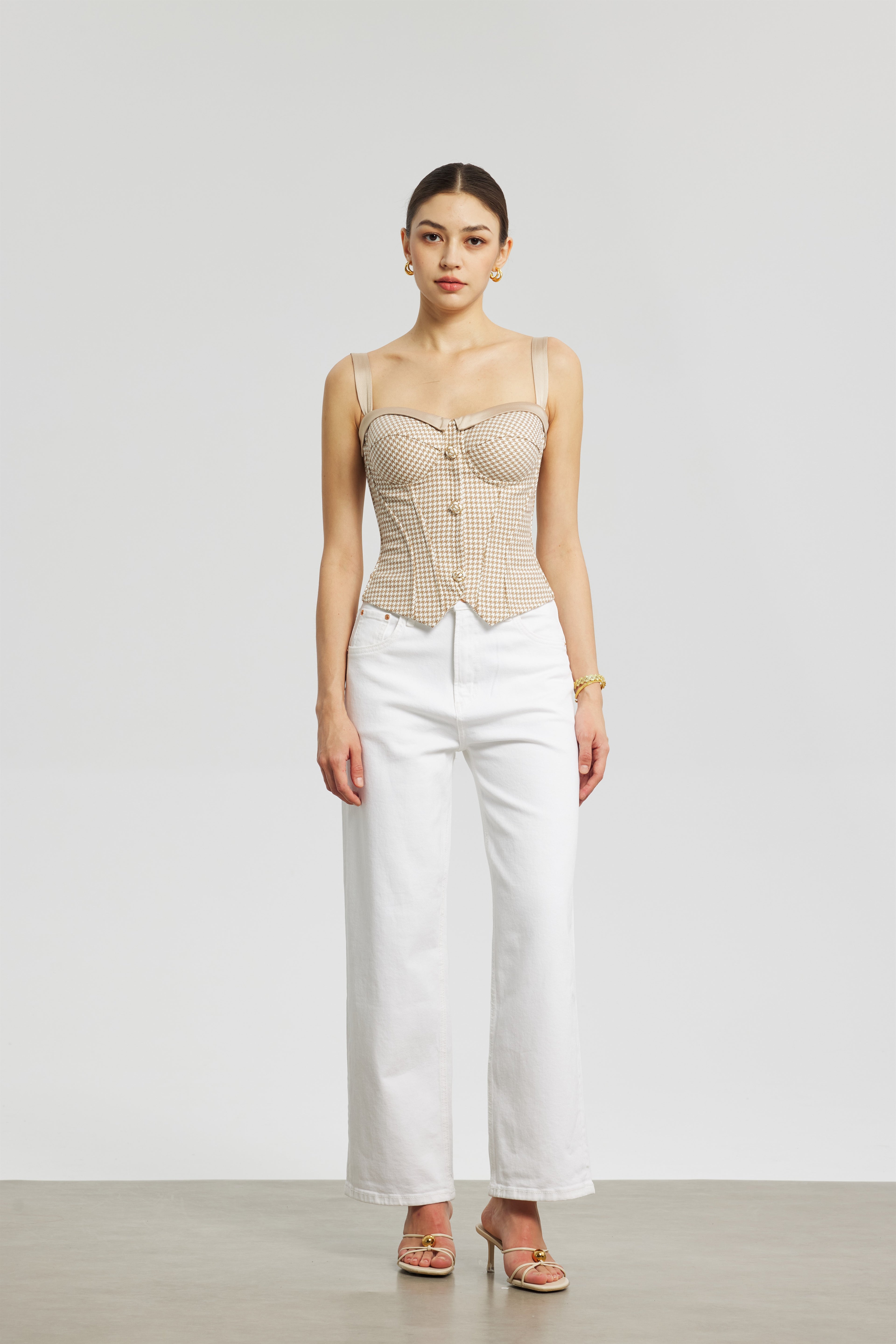 Gilded Houndstooth Corset Camisole