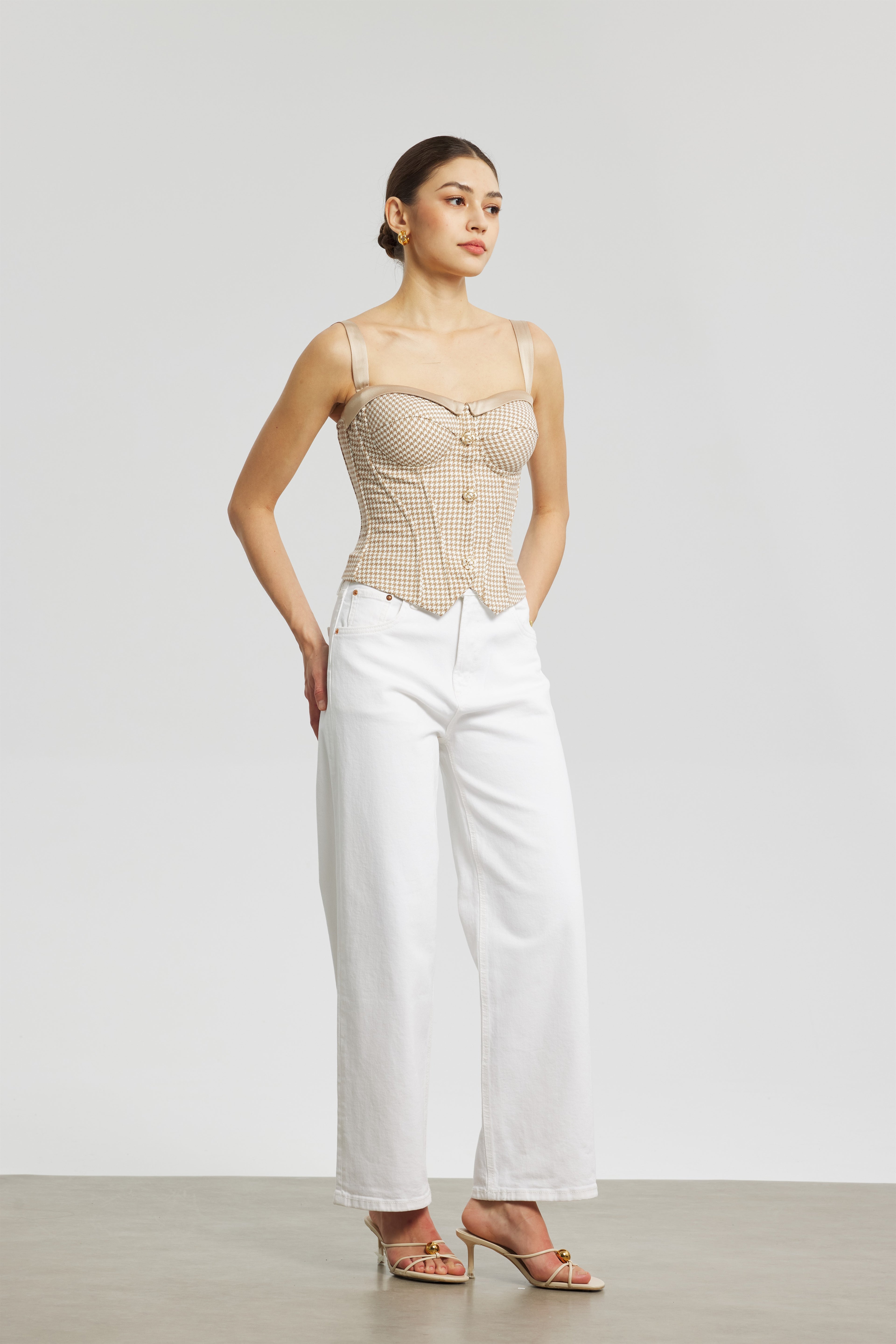 Gilded Houndstooth Corset Camisole