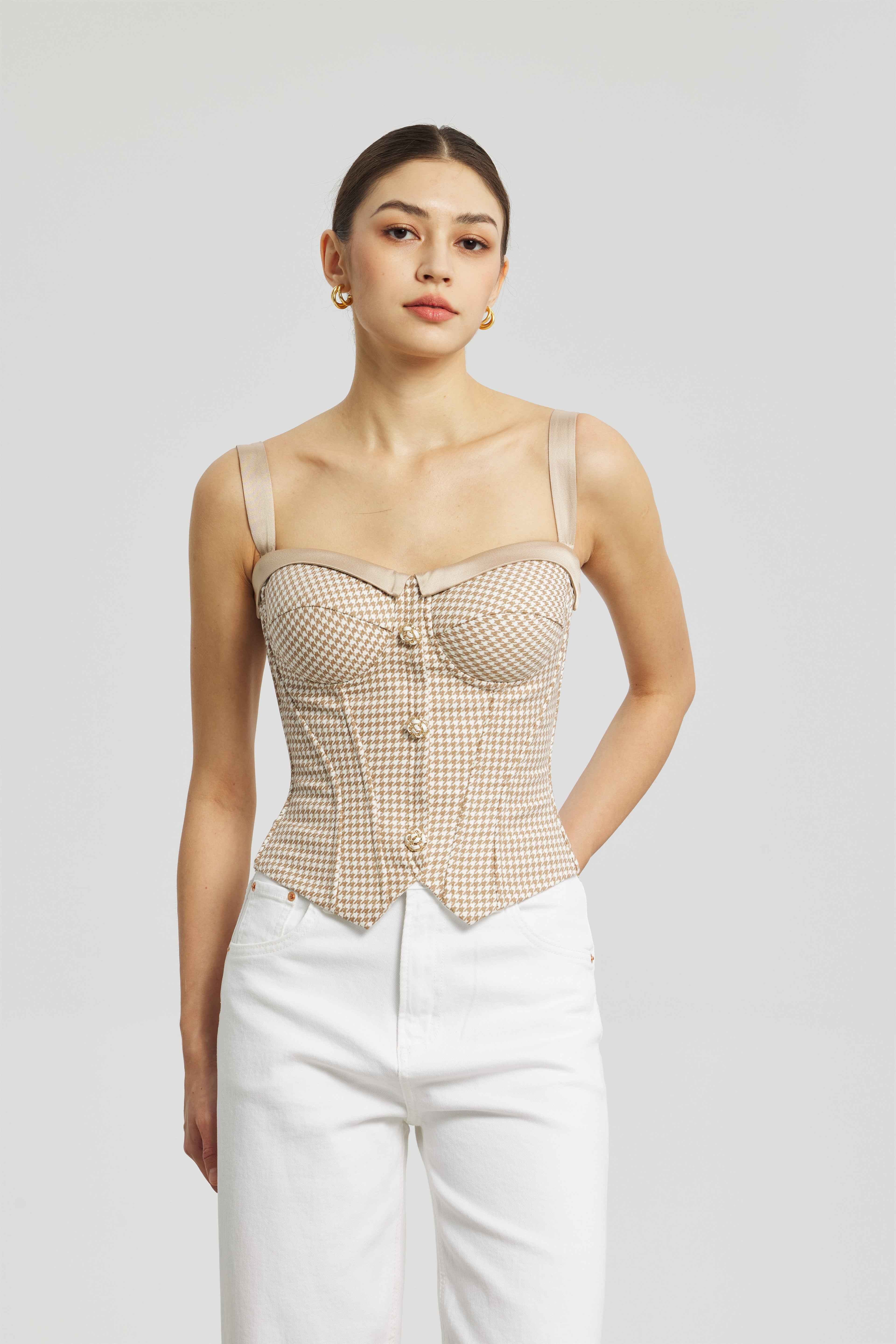 Gilded Houndstooth Corset Camisole
