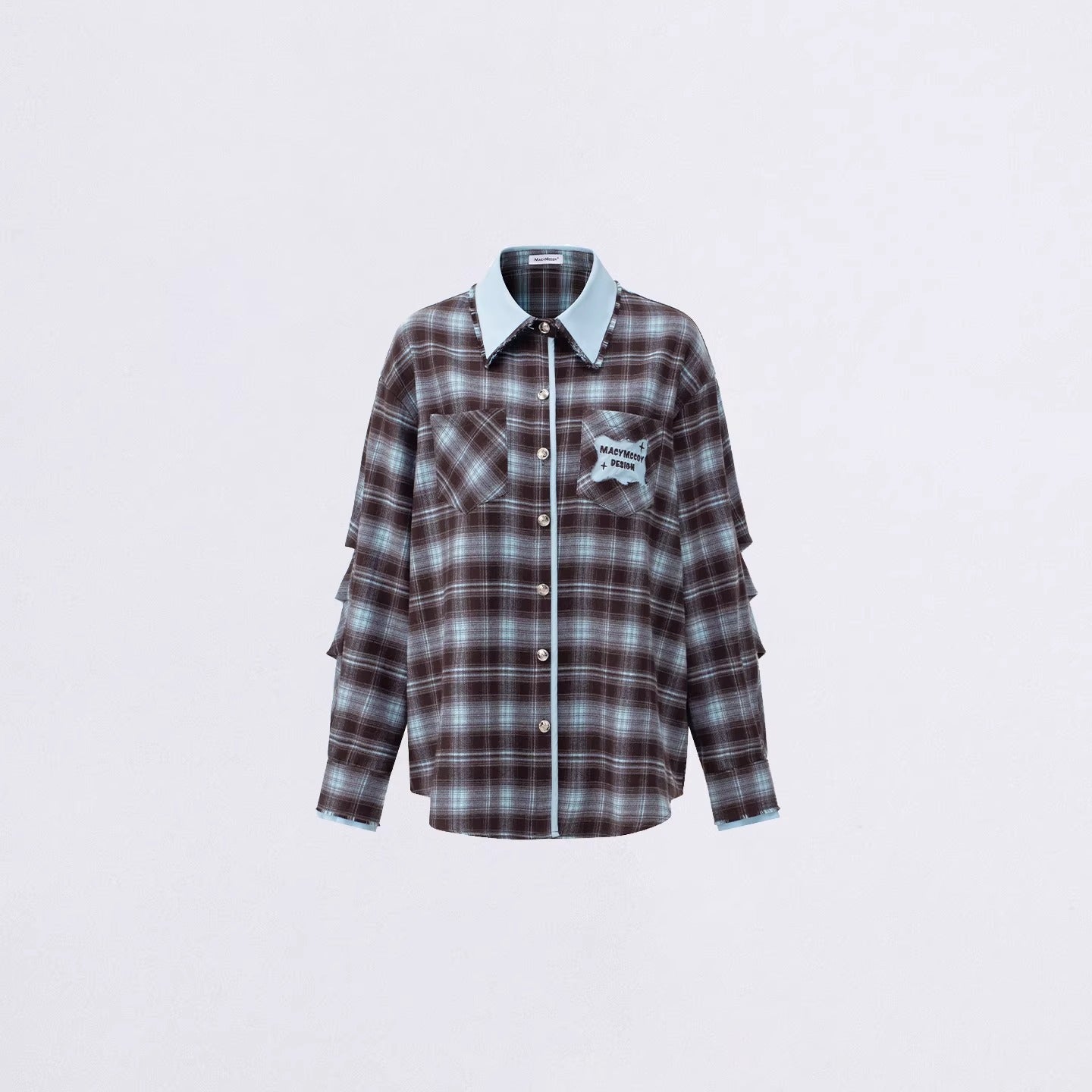 Vintage Contrast Embroidered Plaid Shirt