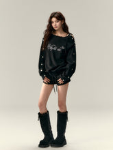 Button-Off-Shoulder Sweatshirt - CHINASQUAD