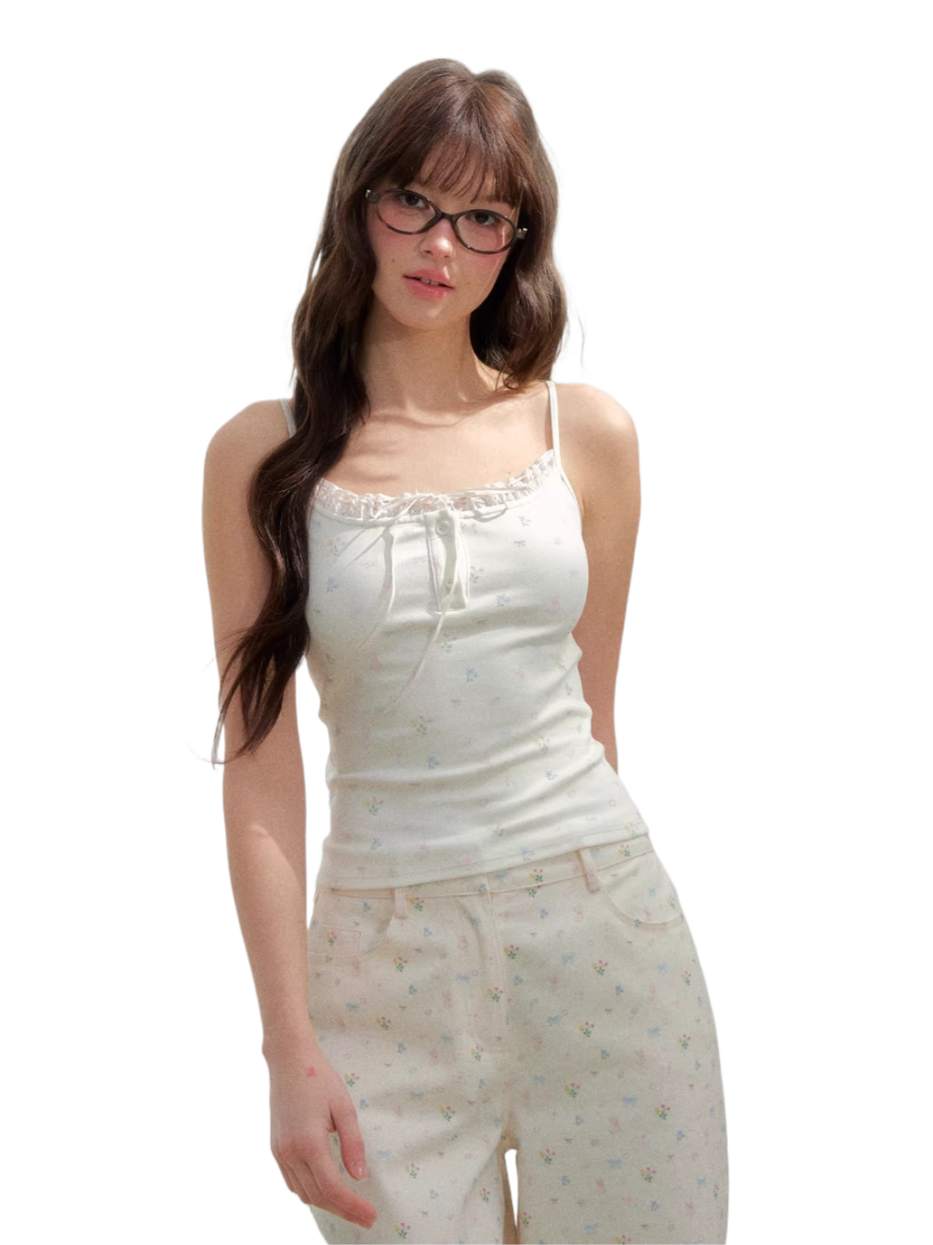 Sweet Oxygen Cotton Lace Trim Camisole
