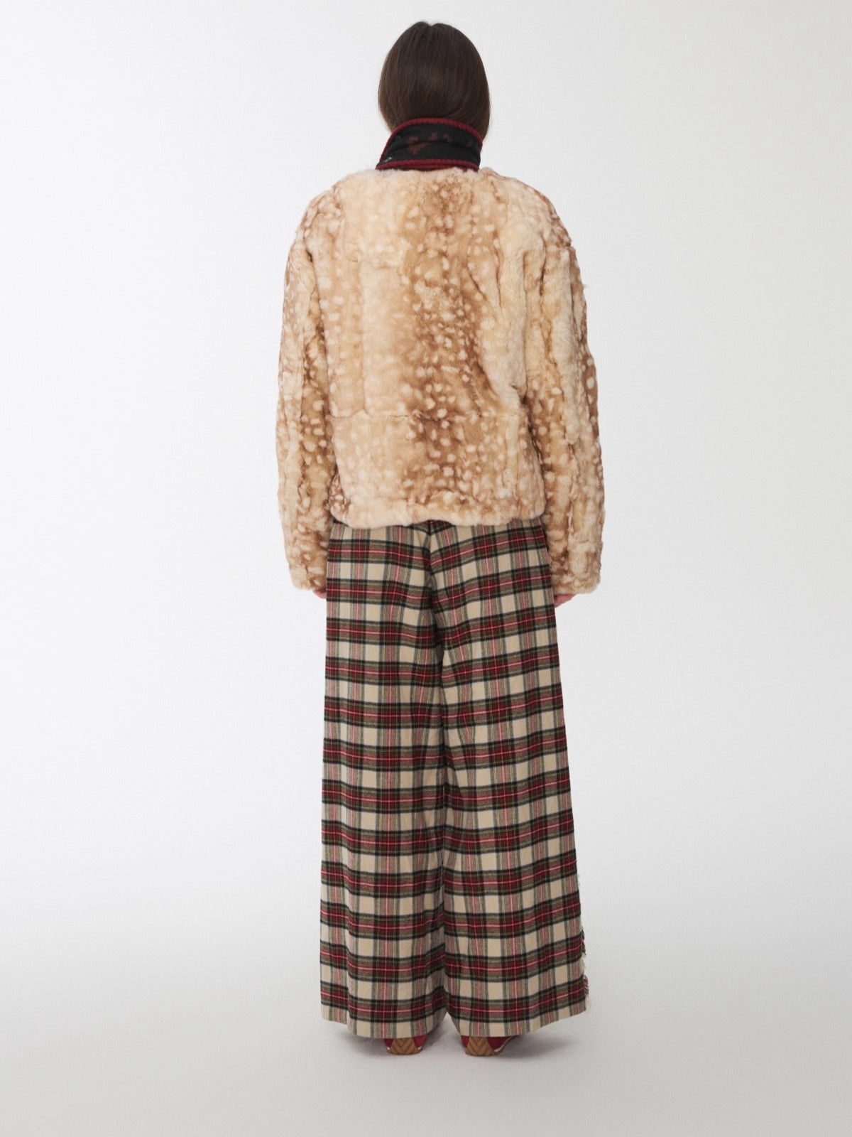 Fawn Pattern Printed Rex Rabbit Fur Jacket