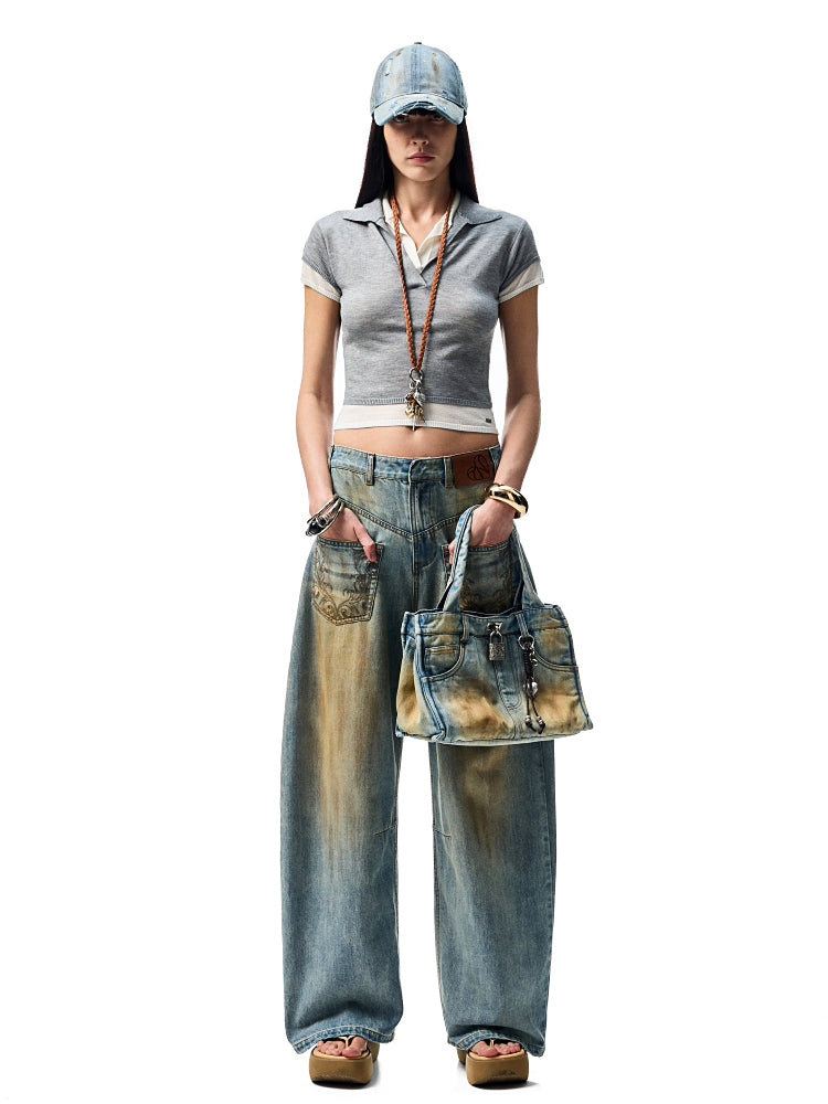 Mud-dyed Washed Jeans - CHINASQUAD