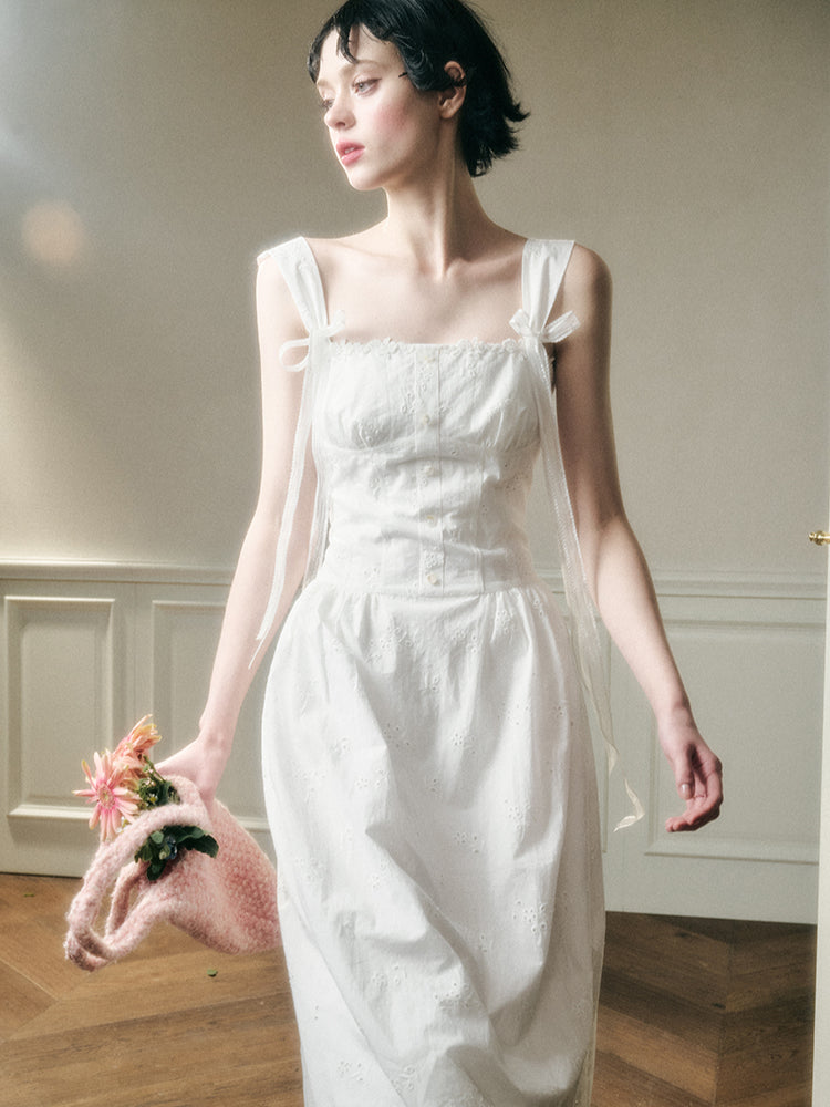 Embroidered Waist Dress - CHINASQUAD