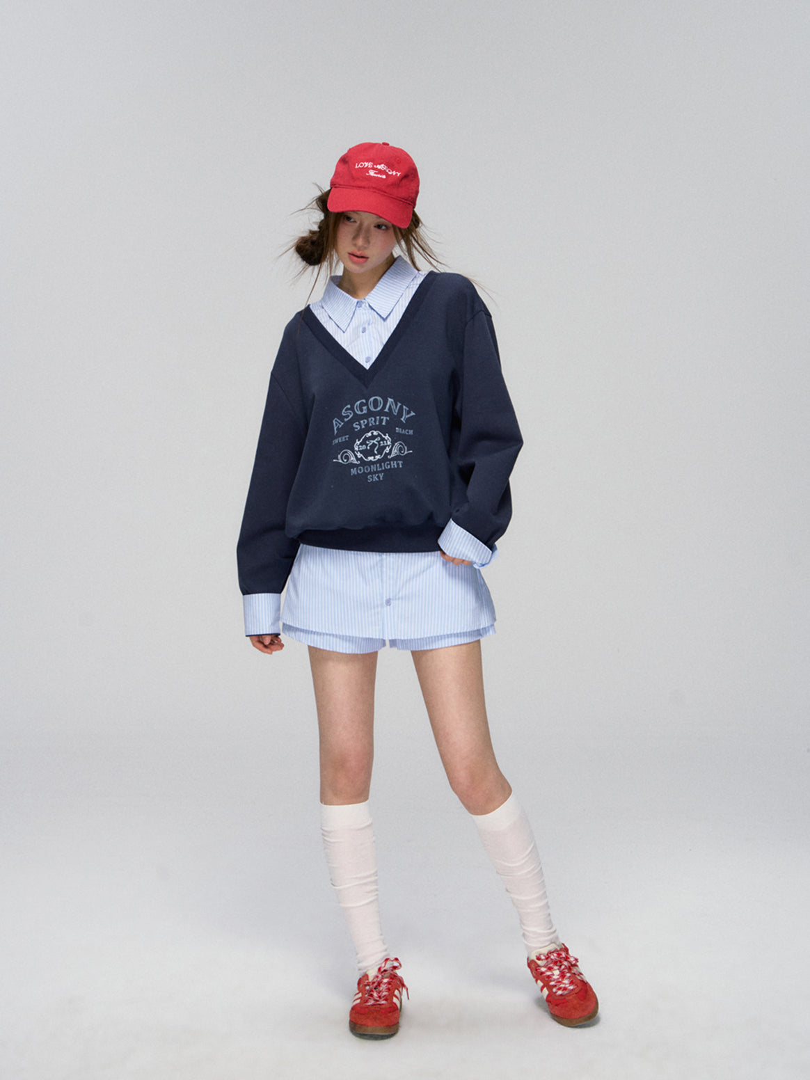 Yellow & Navy Collegiate Butterfly Sweatshirt & Skirt Set - CHINASQUAD