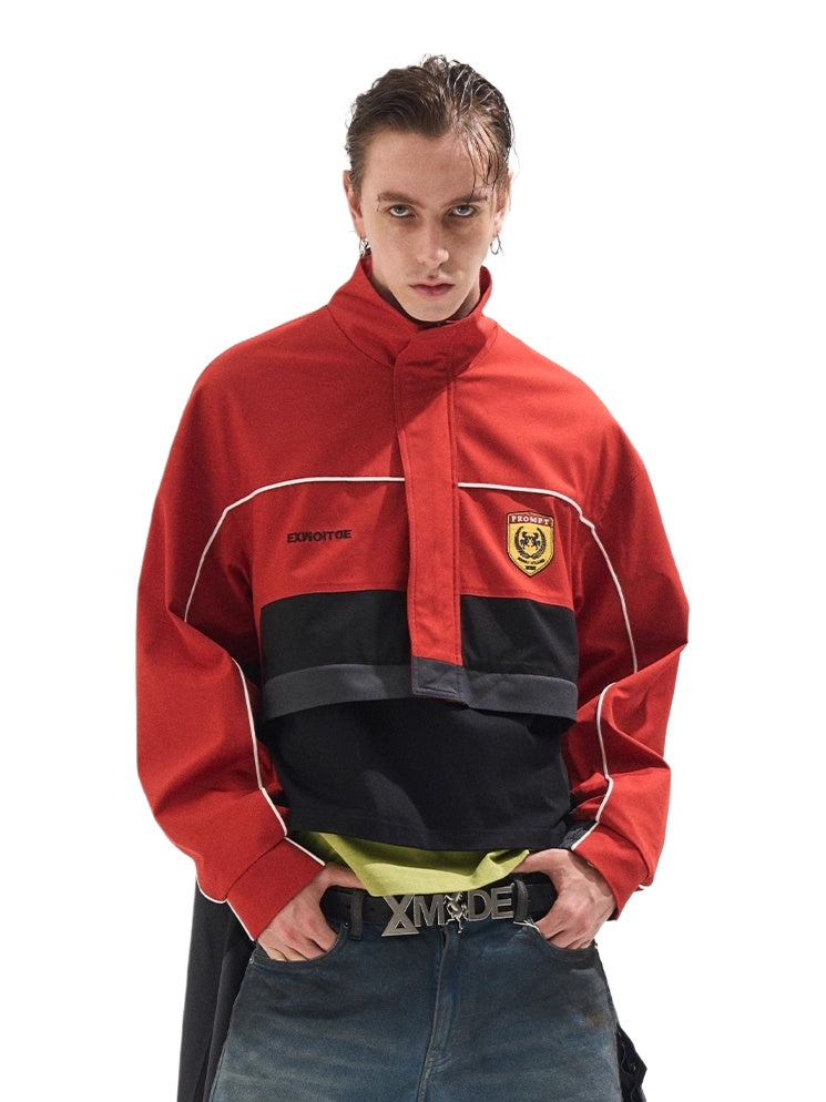 Two-Piece Detachable Long Contrast Jacket - CHINASQUAD