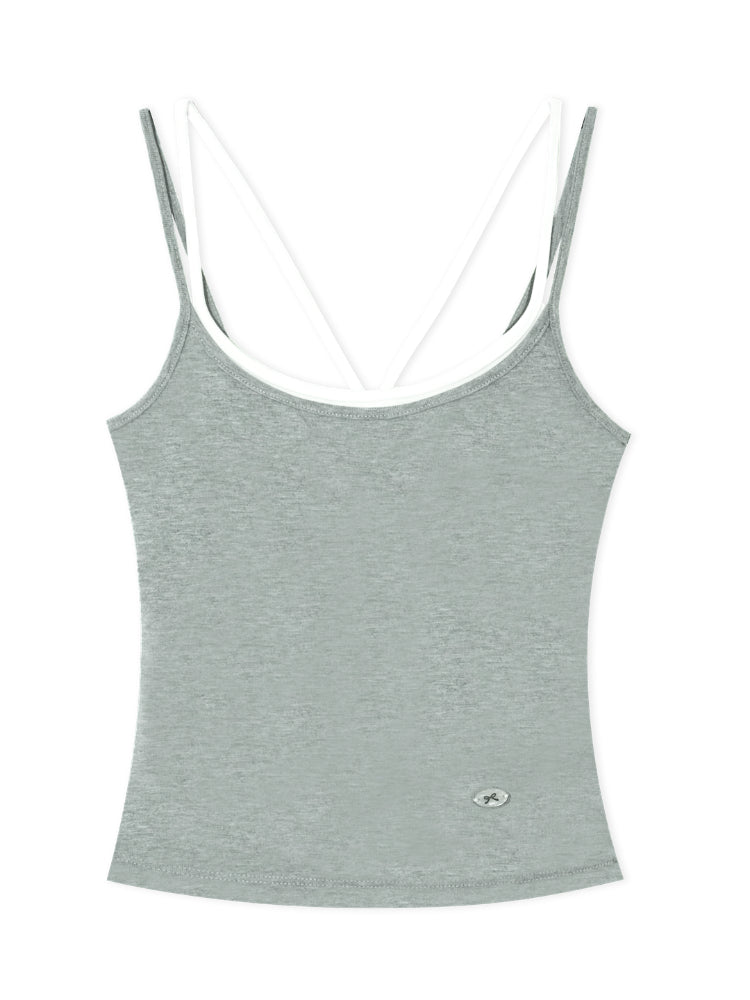 Fake Two-piece Padded Camisole Tank Top - CHINASQUAD