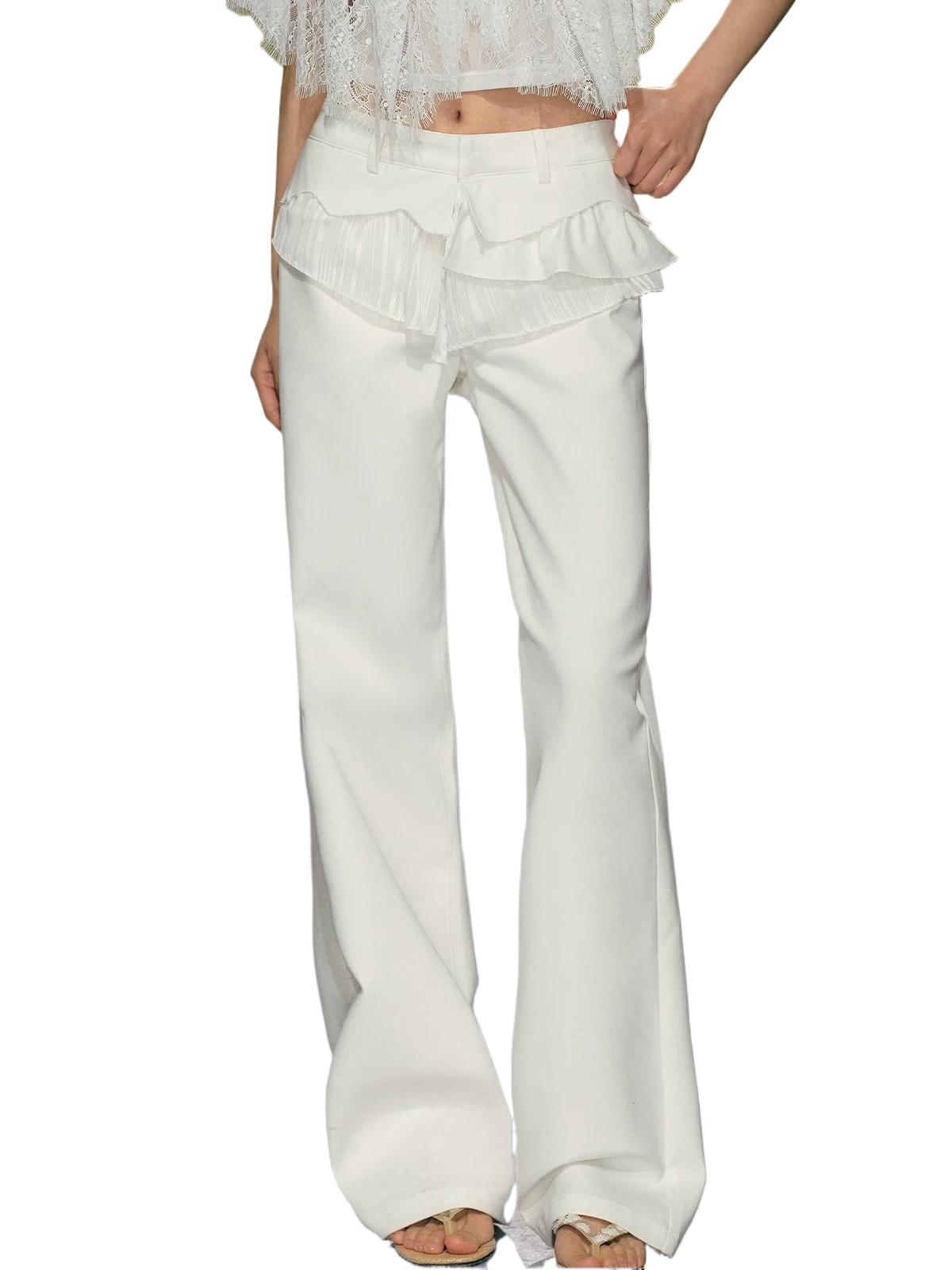 Ballet Lace-Trim Deconstructed Flare Pants