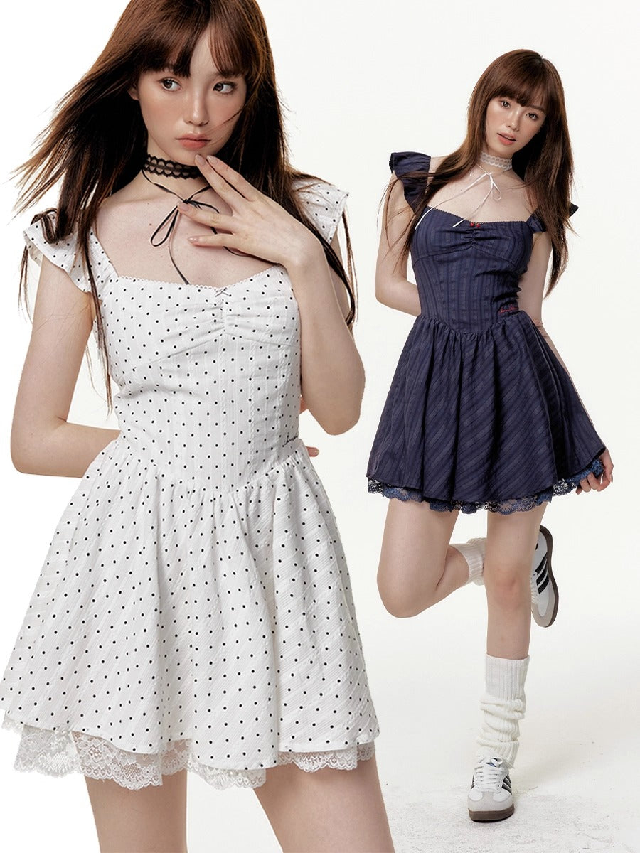 French Lace Waist-Cinched Maxi Dress