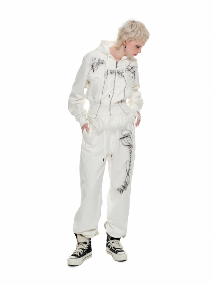 White & Gray Cropped Hoodie Cardigan - CHINASQUAD