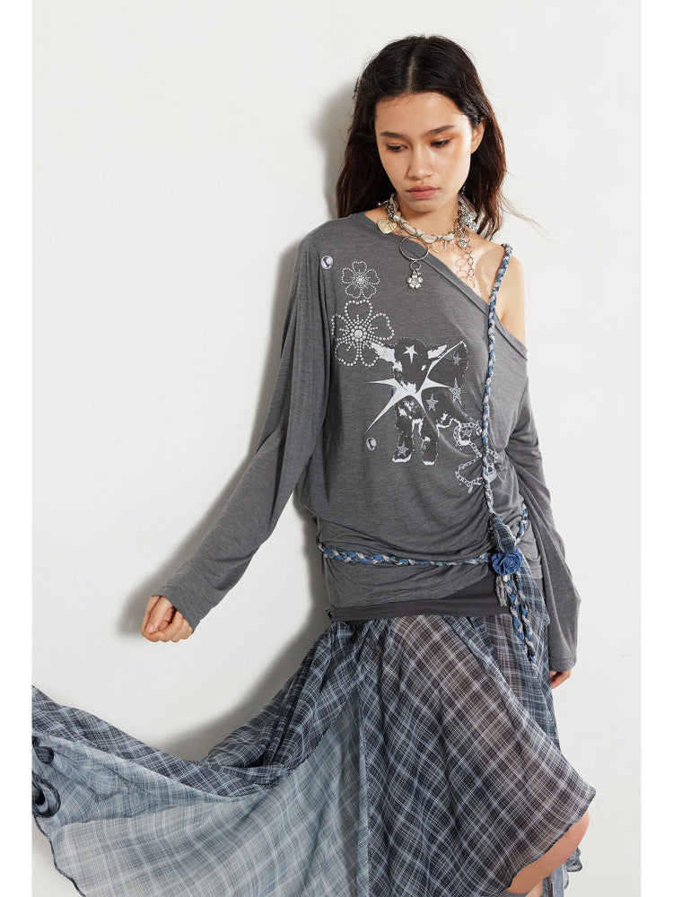 Checkered Mesh Spliced Midi Skirt - CHINASQUAD