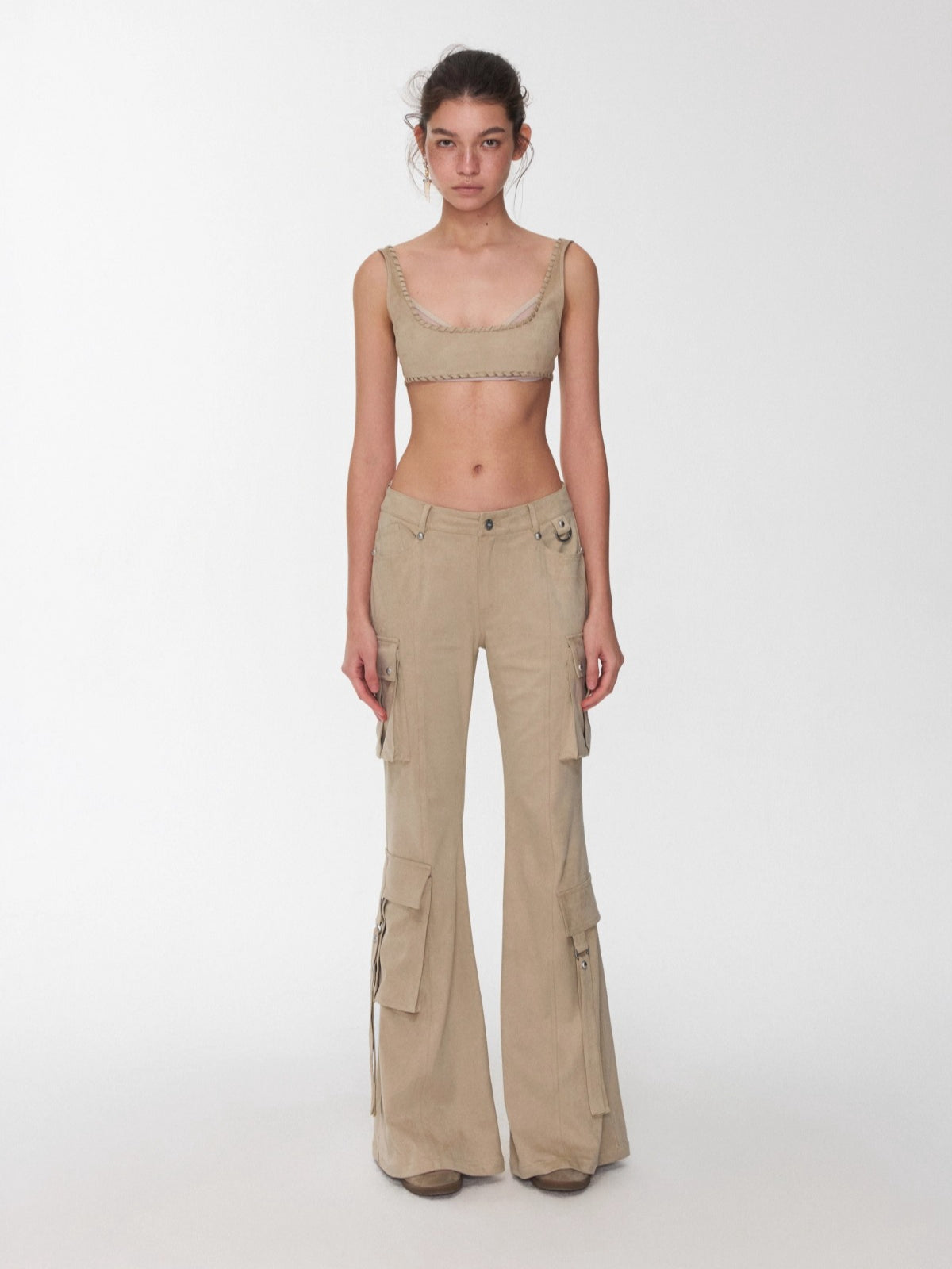 Studded Pocket Flared Utility Pants