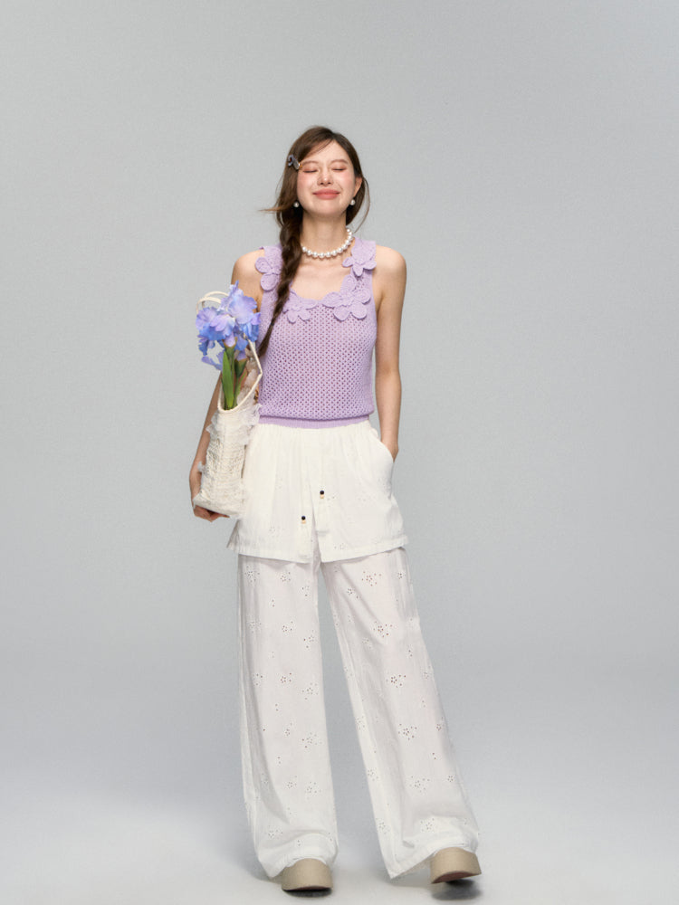 Flower Crochet Hollow-Out Camisole - CHINASQUAD
