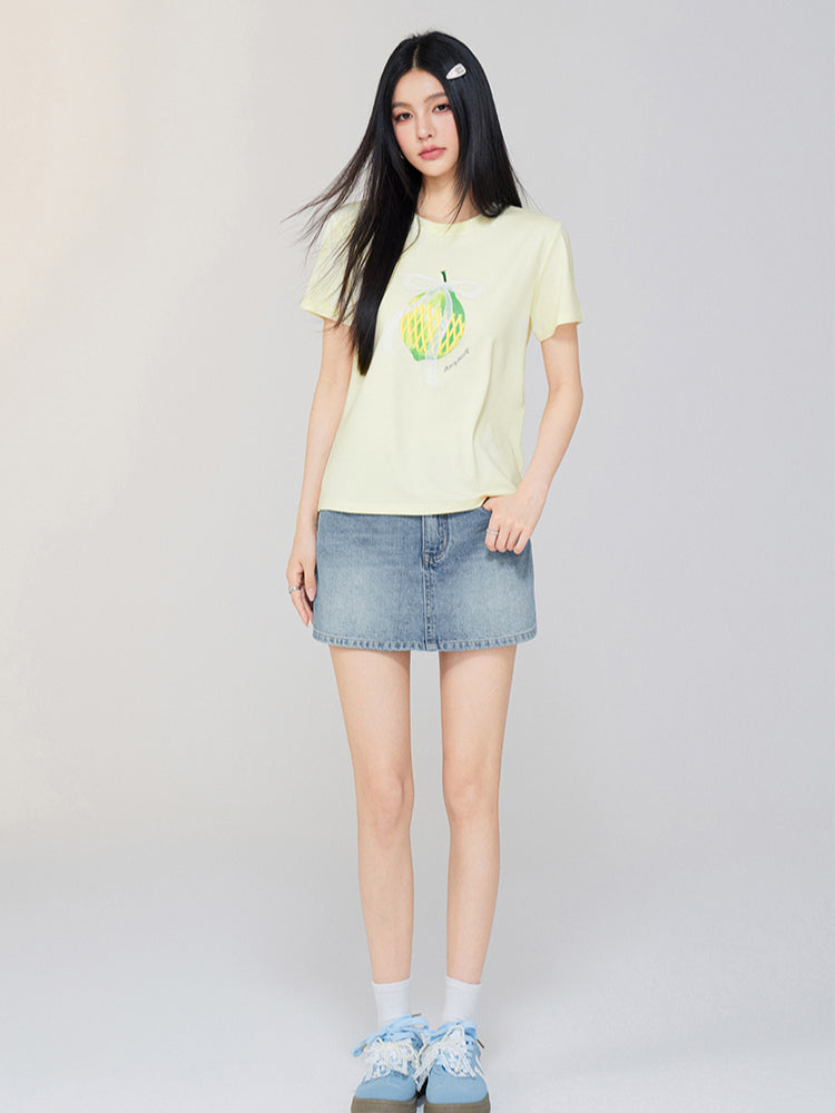 Bow-tied Fruit Regular Shoulder T-shirt