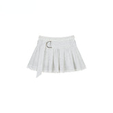 Shiny Rhinestone Striped Lace Patchwork Shirt & Skirt - CHINASQUAD